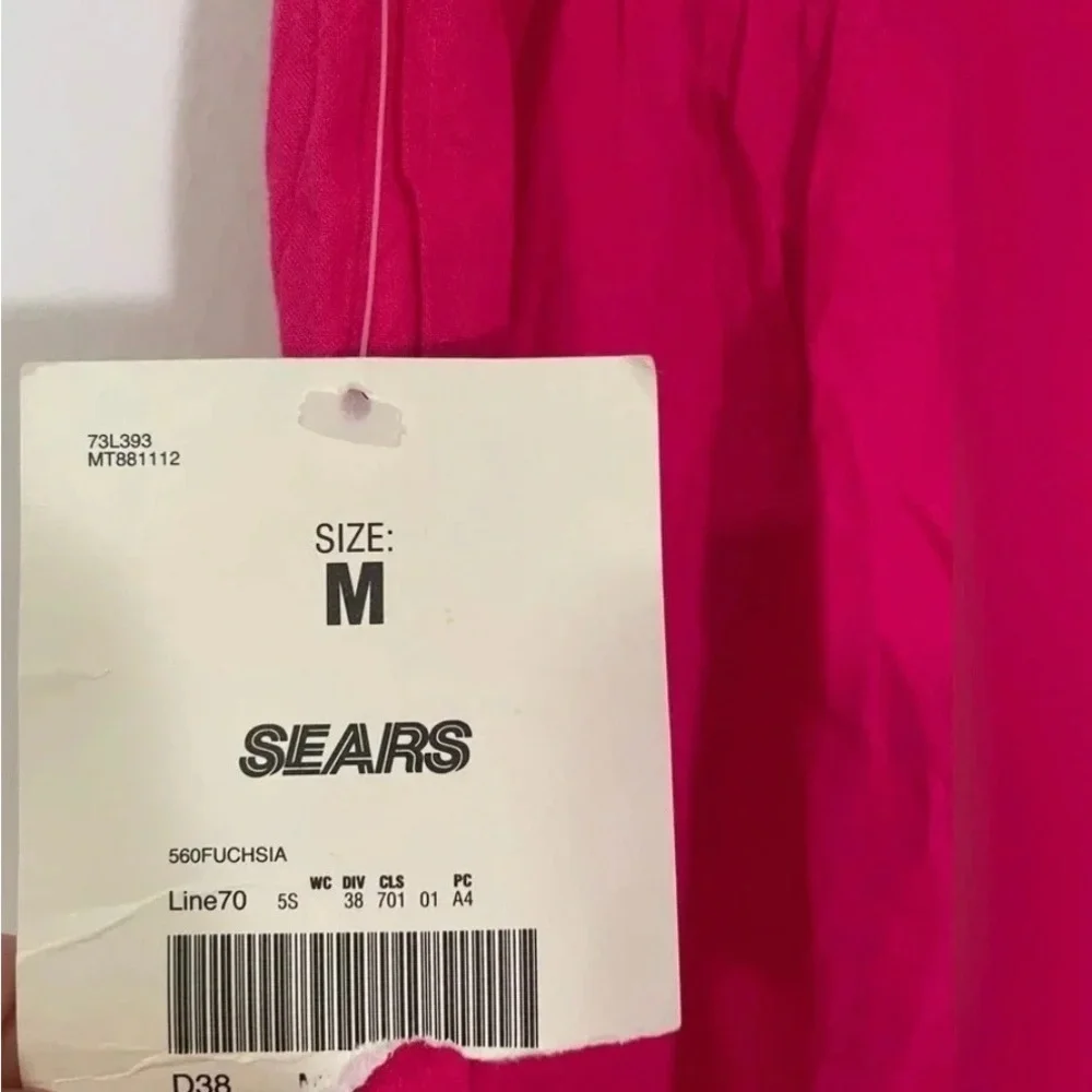 NWT Vintage! 80s / 90s Sears "Beached" Pink Wide Leg Cotton Pants, Med Throwback - Picture 6 of 7